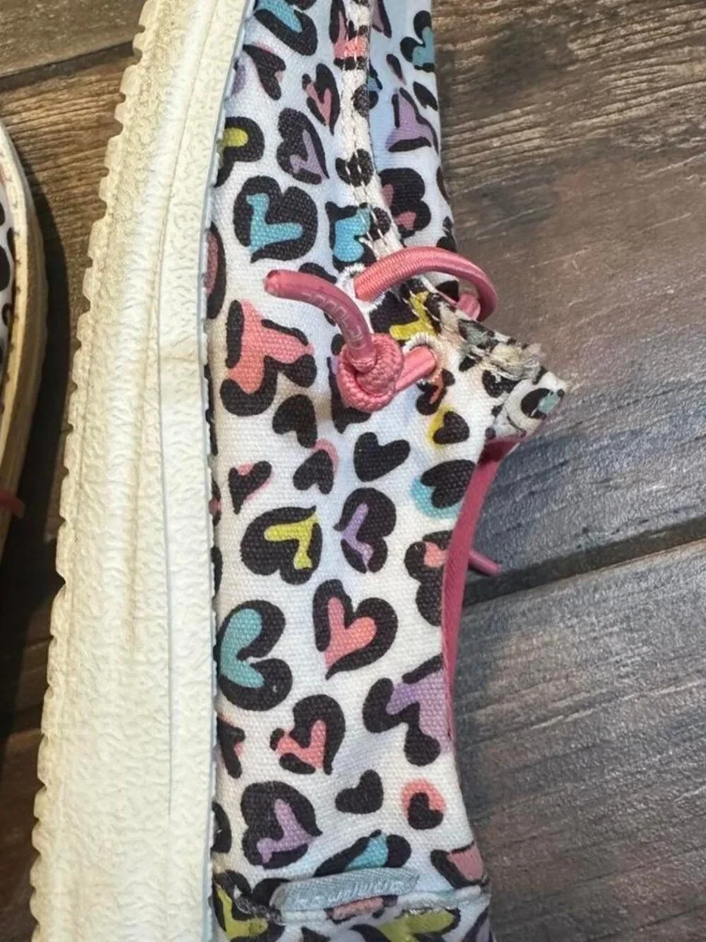 Hey Dude girl’s multicoloured leopard print boat shoes Size youth 1-2 #leopardpr